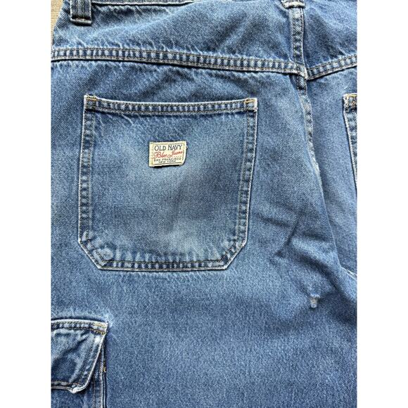 Vintage 90s Baggy Old Navy Blue Jeans Size 34x32 Cargo Denim - Picture 6 of 8